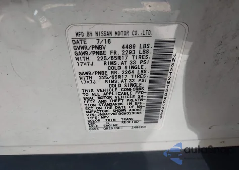 2016 Nissan Rogue S из США, поврежденный, VIN JN8AT2MT9GW020366